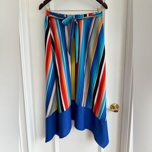 Cupio “Great Escape” Vertical Scarf Hem Skirt - Blue Multi Size Small